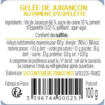 GELEE DE JURANCON AU PIMENT D'ESPELETTE