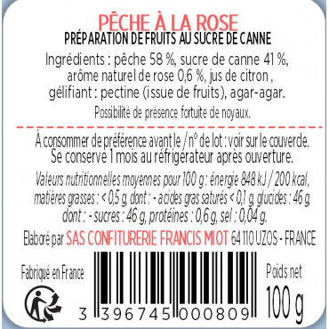 CONFITURE DE PECHE A LA ROSE AU SUCRE DE CANNE